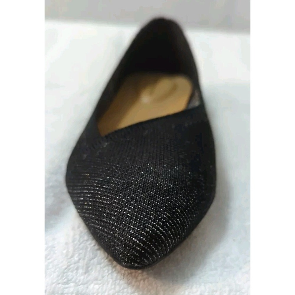 Hush Puppies Sadie Knit Asymmetric V Cut Shimmer Metallic Ballet Flats Womens 7 - Picture 4 of 11